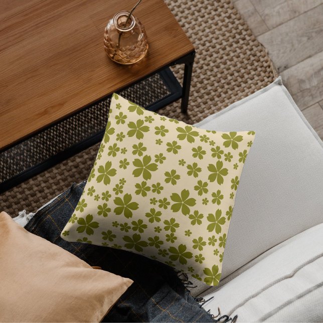 Almofada Bohemian Green Floral Tropical Verão (Criador carregado)