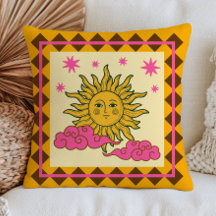 Bohemian Sun Face Yellow& Pink Mystical Celestial