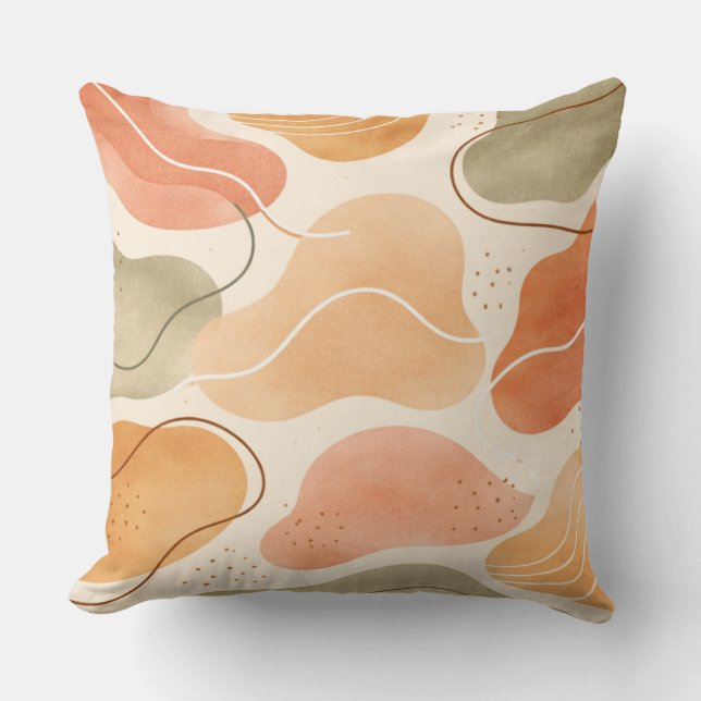 Almofada Boho Abstract Organic Shape Pillow - Earthy (Frente)