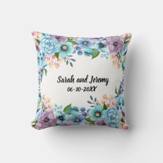 Almofada Boho Aquarela Floral Lilás & Verde Personalize