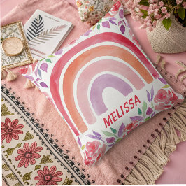 Almofada Boho Arco-íris personalizado com Flores
