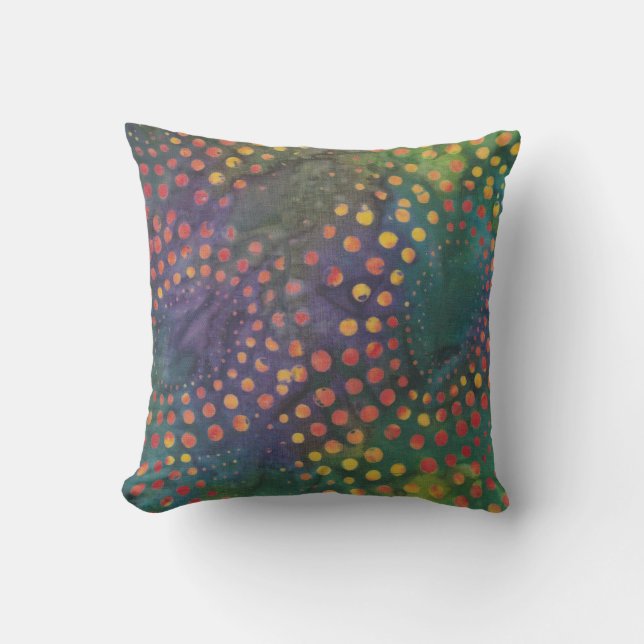 Almofada Boho Batik Rainbow Dots Patterno Purple Green (Frente)