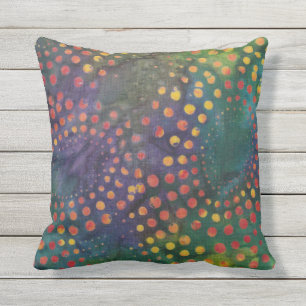 Almofada Boho Batik Rainbow Dots Patterno Purple Green