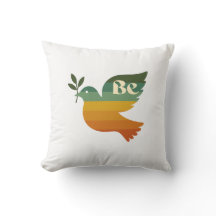 Boho Be Peace Retro Holiday Throw Pillow