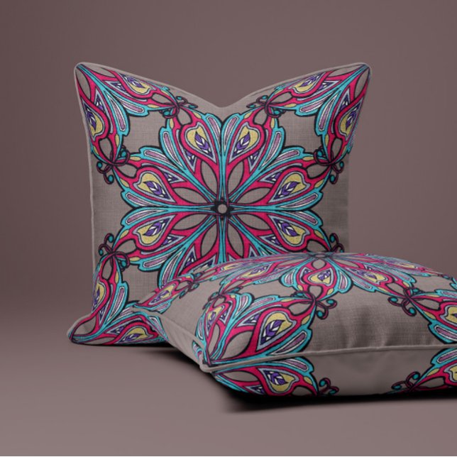 Almofada Boho Bloom in Taupe (Criador carregado)