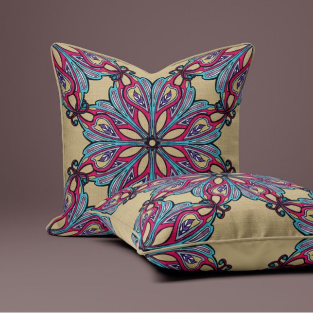 Almofada Boho Bloom in Warm Gold (Criador carregado)