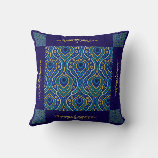 Almofada Boho Blue & Dourado Travesseiro decorativo - Arte