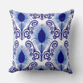 Almofada Boho Blue Jewel Tone Peacock Feather