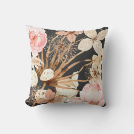 Almofada Boho Blush Pink Cream Castanho Aquarela Floral