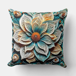 Almofada Boho Botanical Zentangle Floral Throw Pillow 