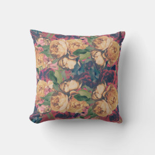 Almofada Boho Botânico Floral de Rosa vermelha Moderna