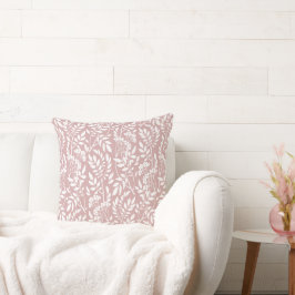 Almofada Boho Botânico Rosa Branco Folhagem Rosa