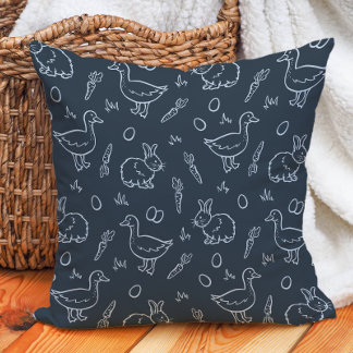 Almofada Boho Boys Easter Cute Bunny Rabbit Goose Dark Blue