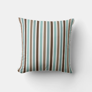 Almofada Boho Branco Azul Marrom Listras Geométricas