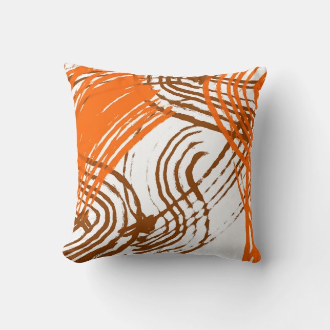 Almofada Boho Brown, Design Abstrato Laranja (Frente)