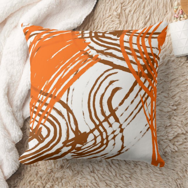 Almofada Boho Brown, Design Abstrato Laranja (Cobertor)