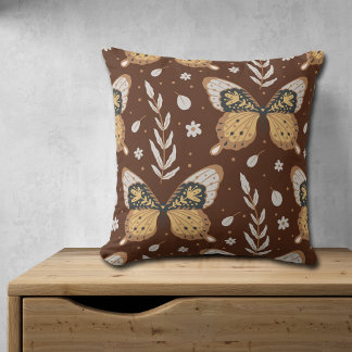 Almofada Boho Butterfly Leaf Patterno em Brown
