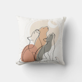 Almofada Boho Cats Howling Square Accent Pillow