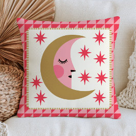 Almofada Boho Chic Crescente Lua Retro Estética Celestial