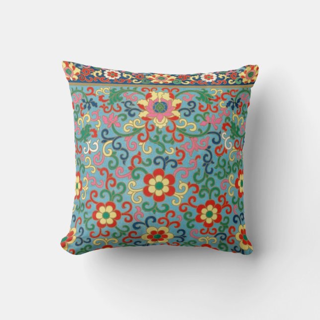Almofada Boho Chic Retro Oriental Floral (Frente)