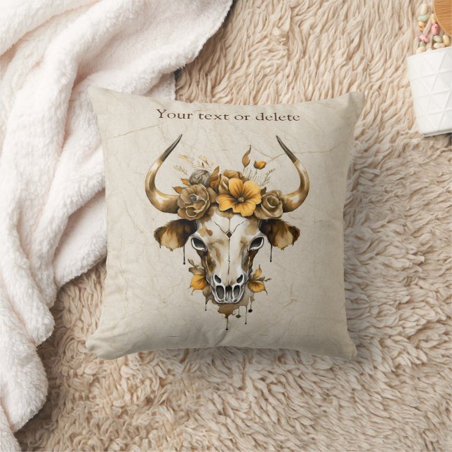Almofada Boho Chic Watercolor Vaca Floral (Cobertor)