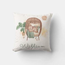 Almofada Boho Cozy Urso de Teddy Dormindo Monograma Enferme