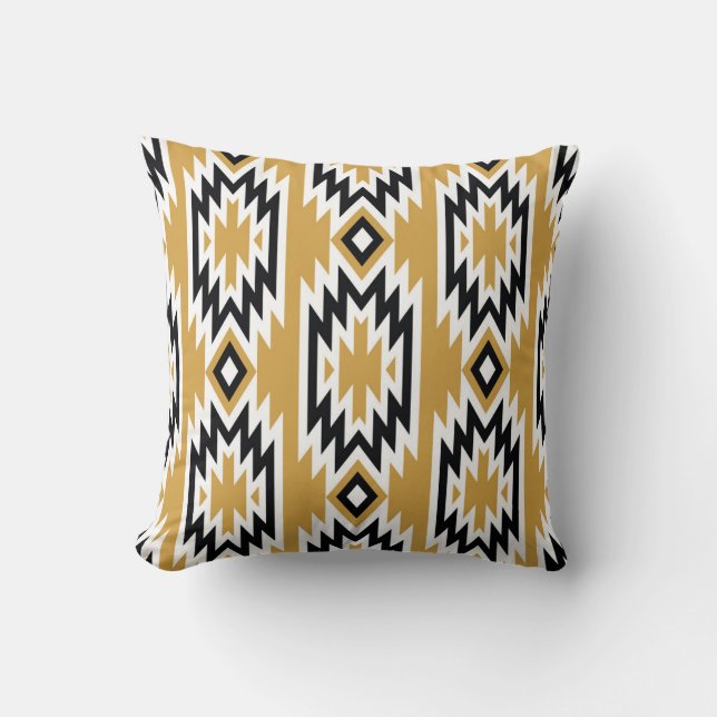 Almofada Boho étnico: padrão geométrico de vintage. (Frente)
