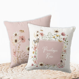 Almofada Boho Fairy Blush Wildflower Nursery Monograma