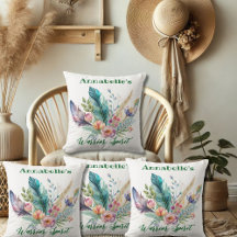 Boho Feather Aura Travesseiro decorativo