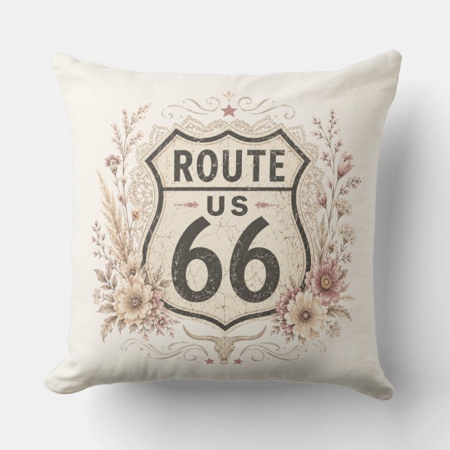 Almofada Boho Floral Acento da Estrada Mãe (Frente)