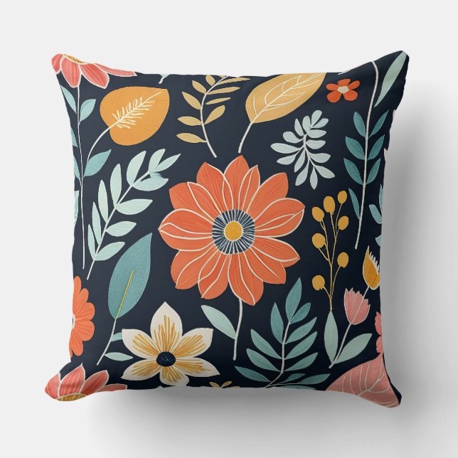 Almofada Boho floral branco colorida (Frente)