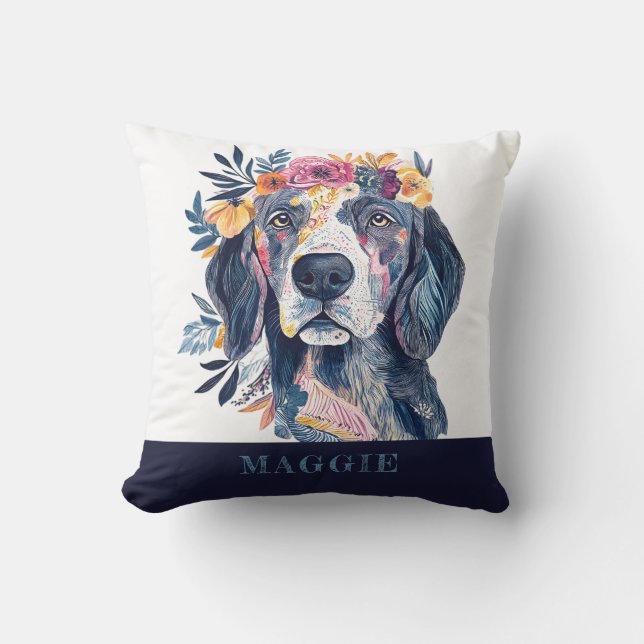 Almofada Boho Floral Dog Watercolor Illustration Spaniel (Frente)