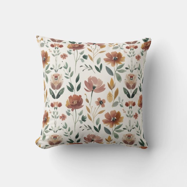 Almofada Boho Floral Geometry – Earthy Wildflower Pattern (Frente)