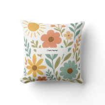 Boho Floral Sun Pillow | Add Text/Name