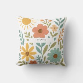 Almofada Boho Floral Sun Pillow | Add Text/Name