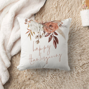 Almofada Boho Florals Terracotta Happy Ação de Graças
