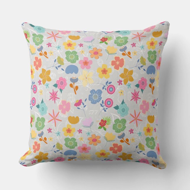 Almofada Boho Flowers Padrão B01.w LGrey BG (Frente)