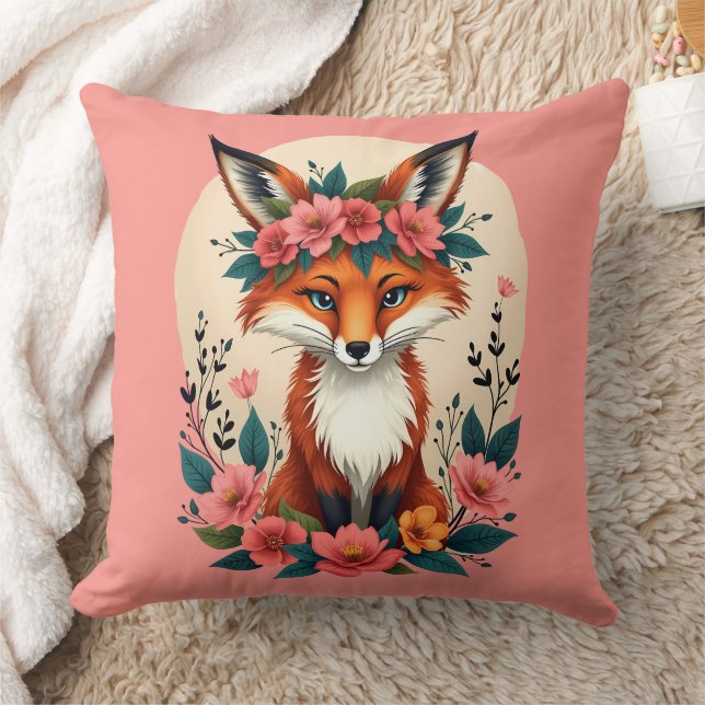 Almofada Boho Fox com Floresta Floral (Cobertor)