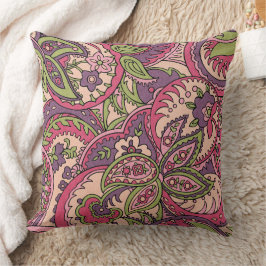Almofada Boho Hippie Pink/Verde/Púrpura Floral Paisley