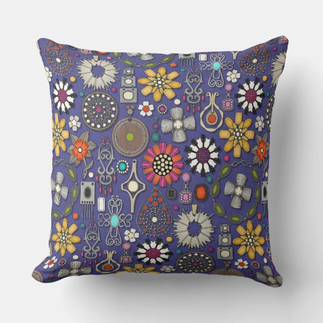 Almofada boho jewel tesures violeta azul (Frente)