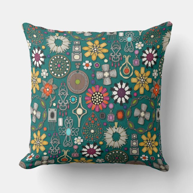 Almofada boho jewel treasures viridian green (Frente)
