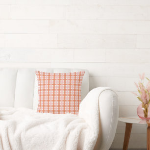 Almofada Boho Laranja Rosa Xadrez Moderno Tendência
