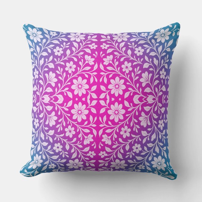 Almofada Boho Mandala Pink & Purple throw Pillow (Frente)