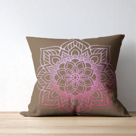 Almofada Boho Mandala Rosa Marrom
