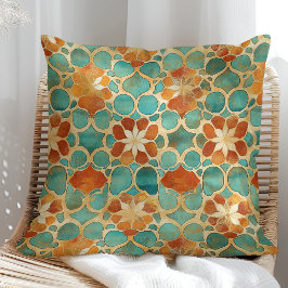 Almofada Boho Marroquoise Turquoise e Terracotta Floral