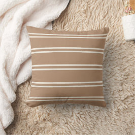 Almofada Boho Modern Farmhouse Neutral Stripes Tan Brown