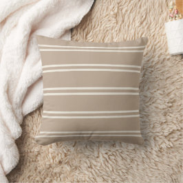 Almofada Boho Moderna Fazenda Gênero Neutro Listras Taupe
