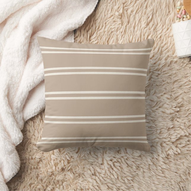 Almofada Boho Moderna Fazenda Gênero Neutro Listras Taupe (Cobertor)
