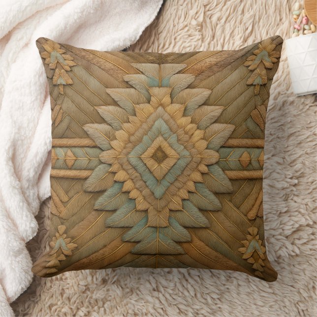 Almofada Boho Navajo Feather Pattern Throw Pillow (Cobertor)