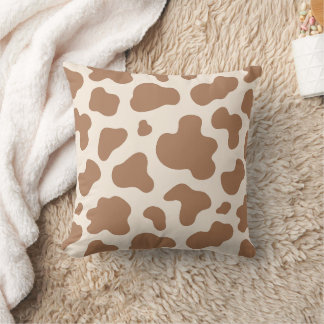 Almofada Boho Neutro Estampa de Vaca Ocidental Cowboy Bege